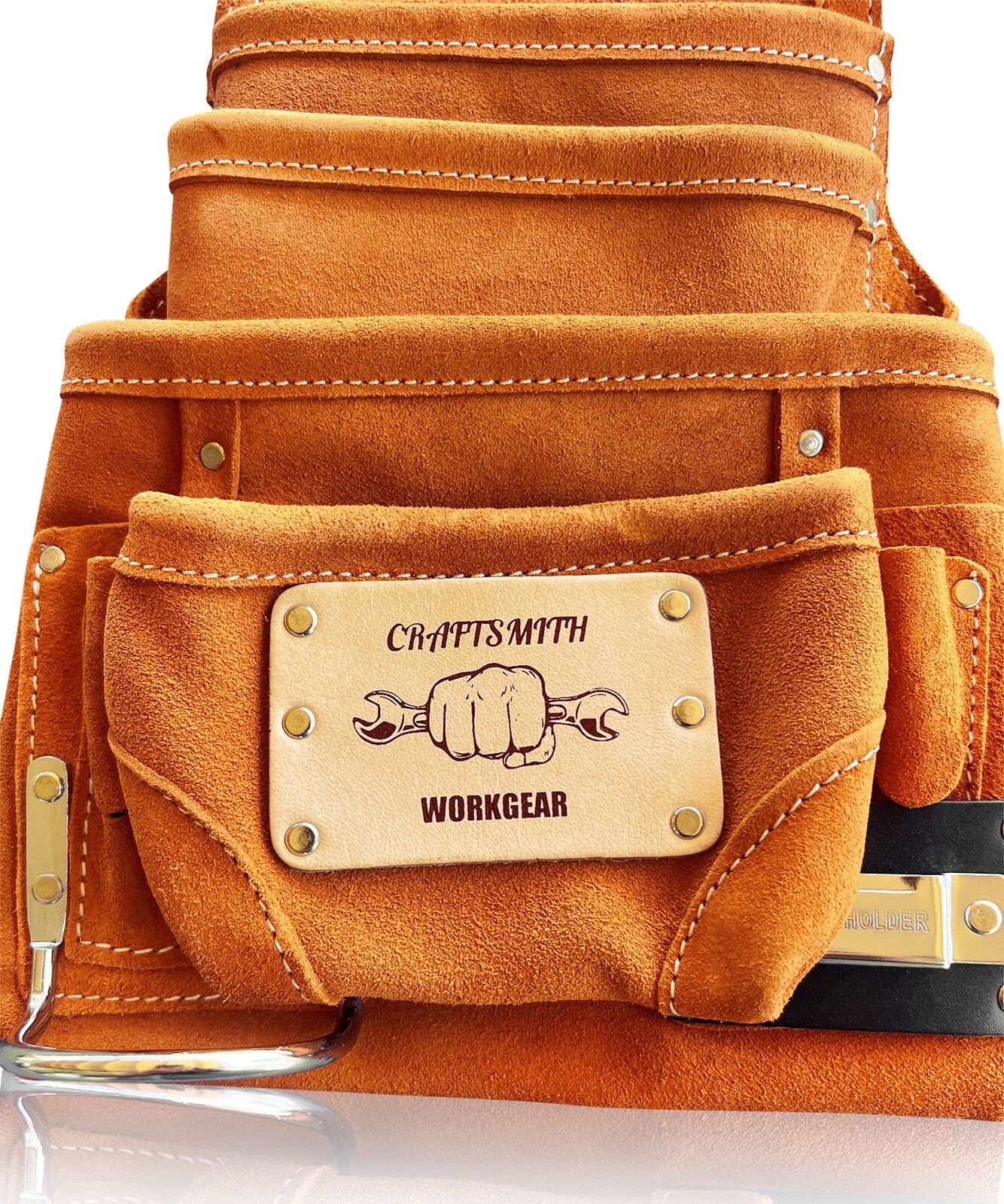 Carpenter Drywaller Bolsa Tool Pouch Heavy Duty 10 Pocket Suede Leather BOGO!