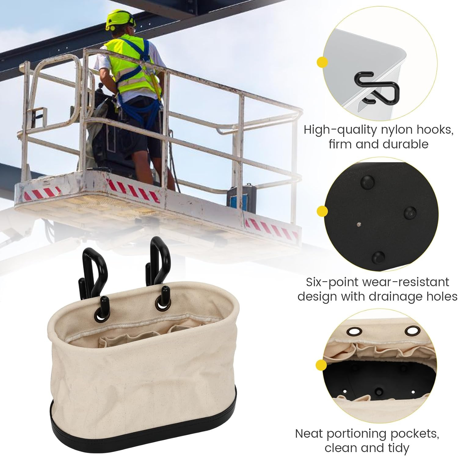 Versatile Oval Tool Bag with 15 Pockets for Electricians & DIY Projects