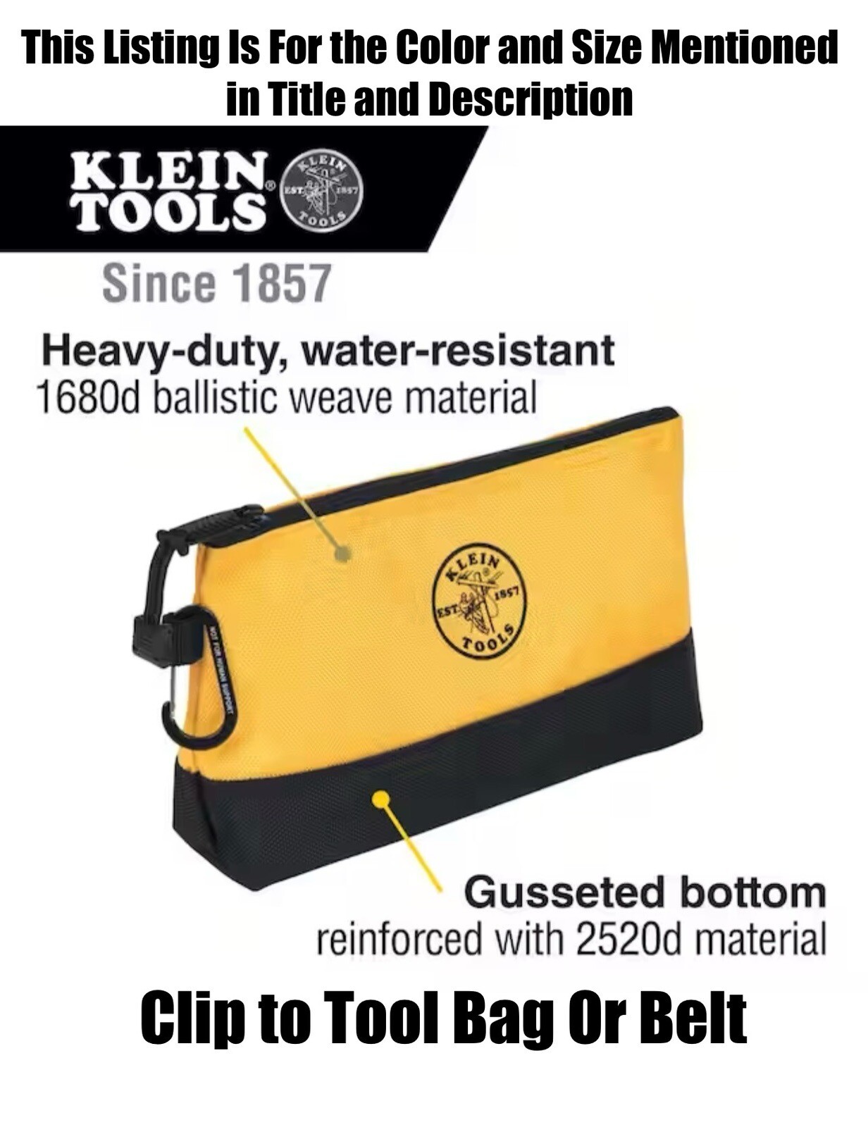 Klein Tools Ballistic Weave Heavy Duty Bag With Carabiners -Orange-Wire nut Size