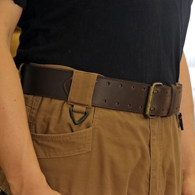 TOURBON Leather Tool Carry Workshop Waist Belt 2″ Double Roller Buckle Rig Belt