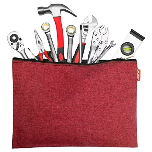 5 Pack Canvas Zipper Tool Bag Set 13.3″ X 9.4″ 14oz Heavy Duty Waterproof Multip