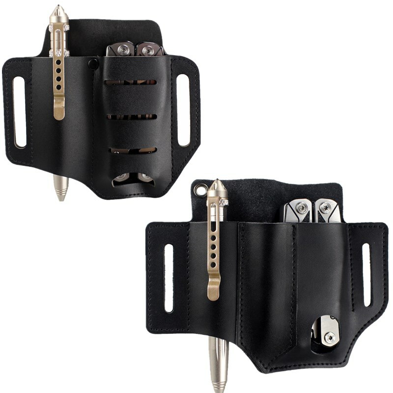Tactical 2&3 Pockets Leather Tools Sheath Pouch Belt Pouch for Pen Knife Plier