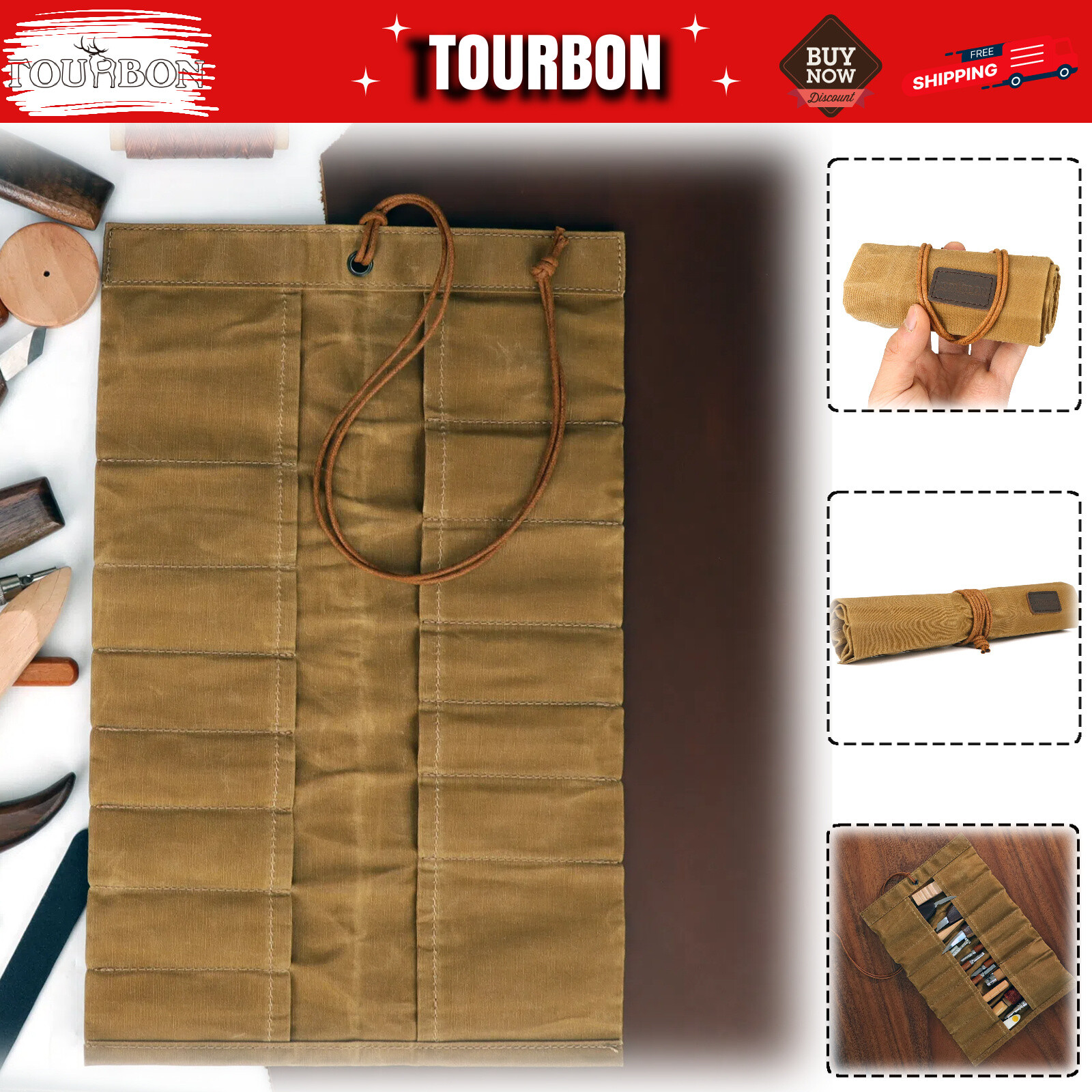 Roll up Canvas Tool Carry Holder Carving Knife Organizer Bag Handy Pouch in USA