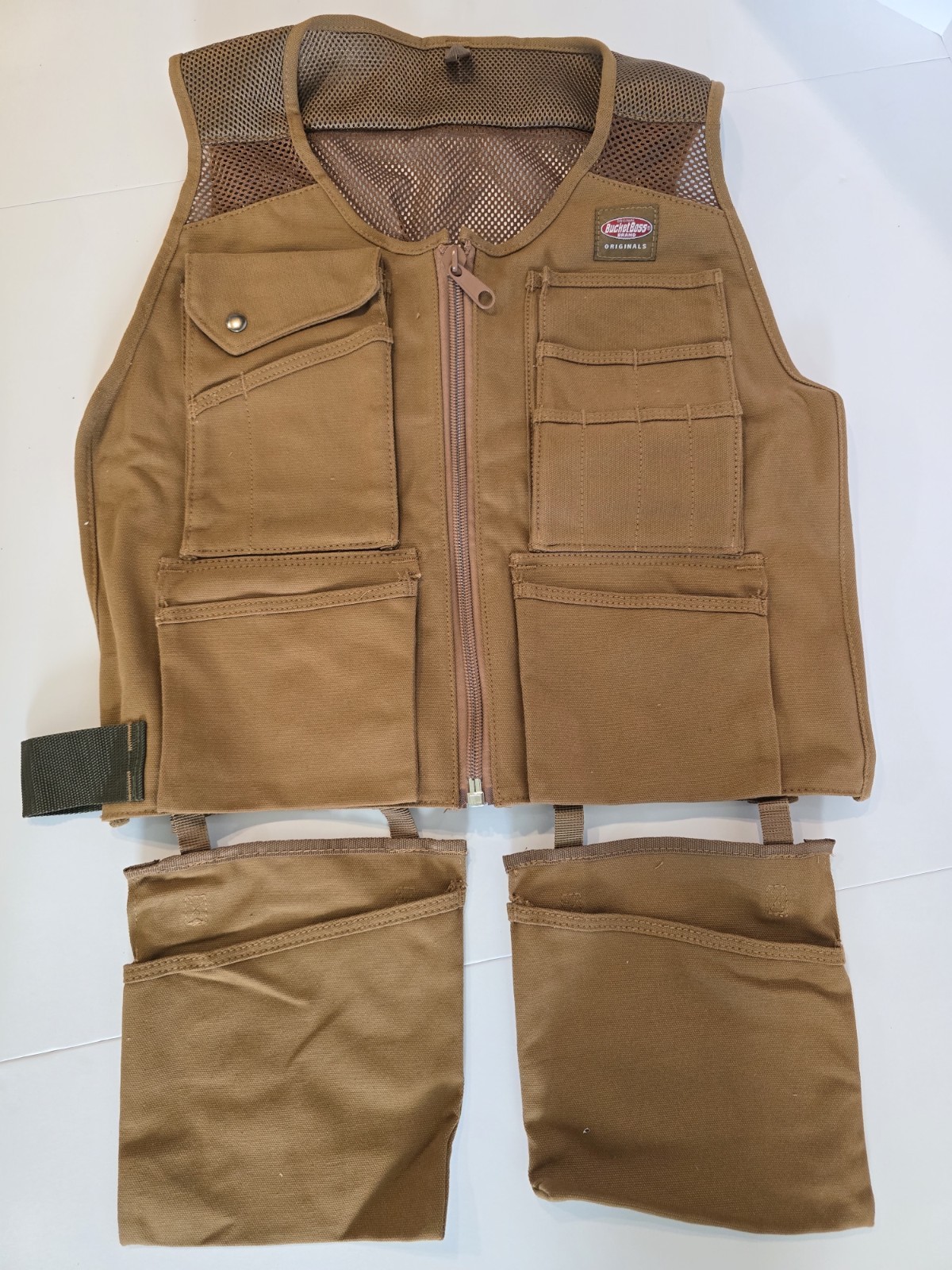 Bucket Boss Duckwear SuperVest Tool Vest Small Medium 14 Pockets Canvas Brown