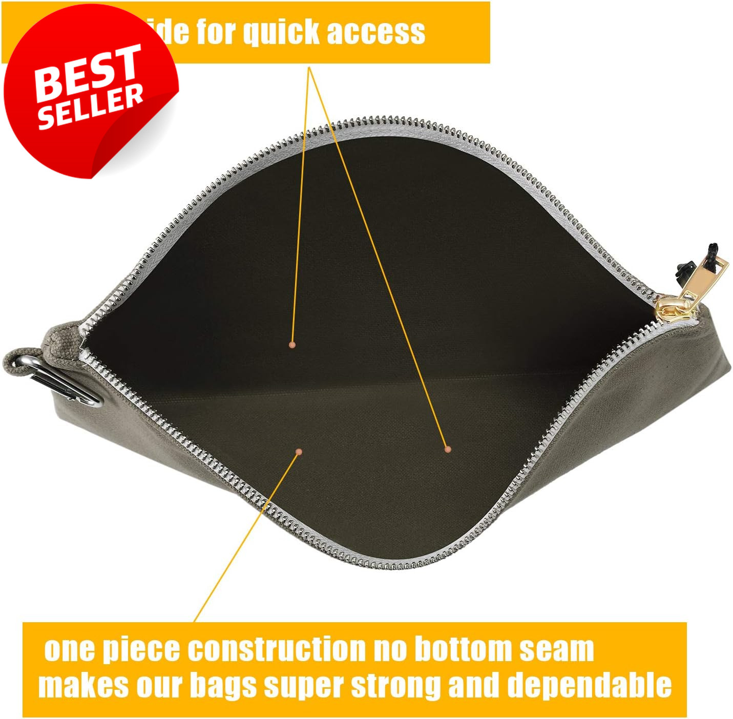 Canvas Zipper Tool Bag Heavy Duty Utility Pouch Carabiner Clip 4 Pack – US