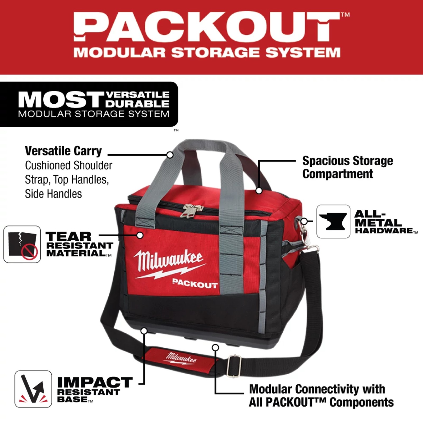 Milwaukee Tool 48-22-8321 15″ PACKOUT Tool Bag