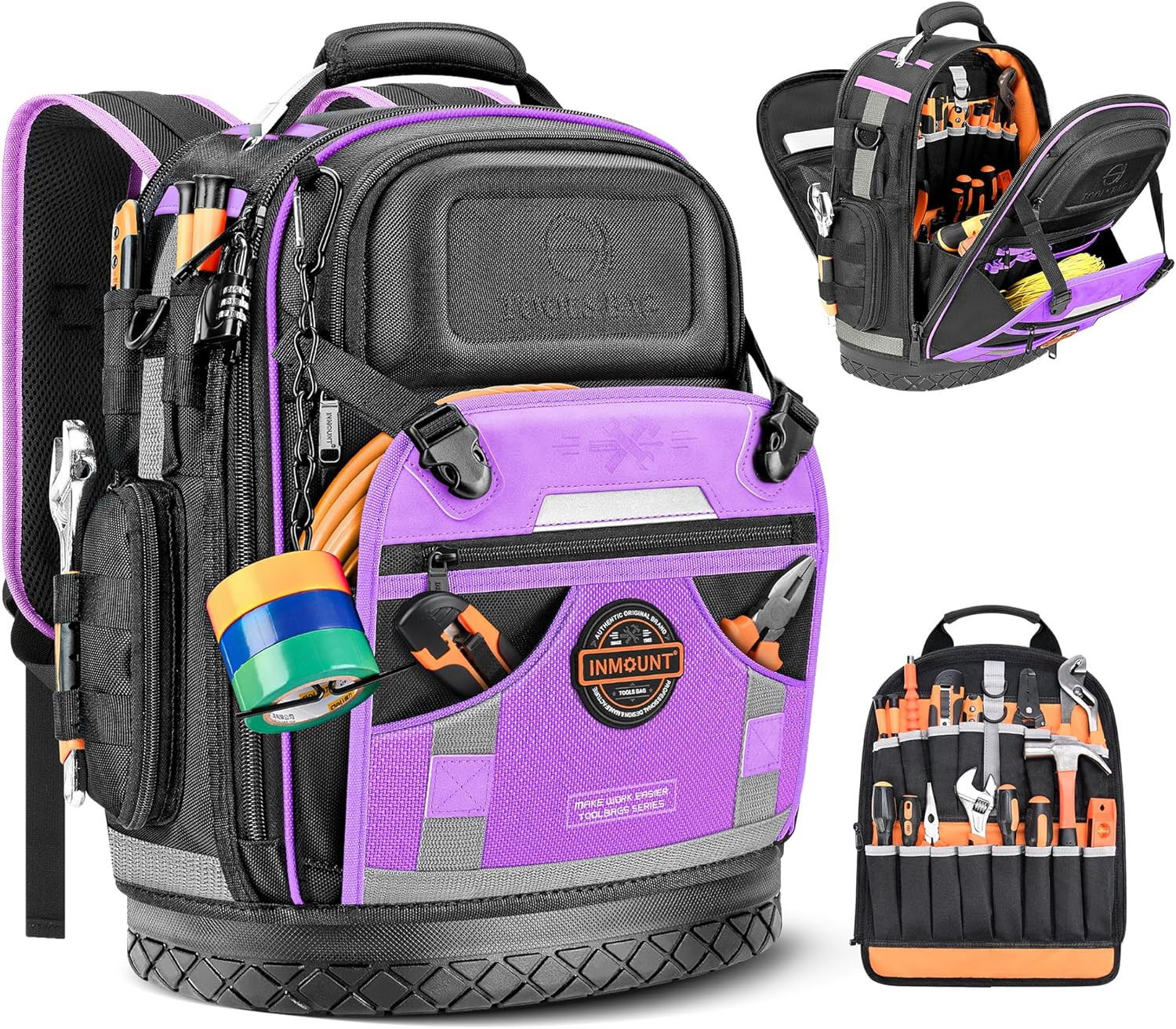 Tool Backpack Bag, HVAC Heavy Duty Construction Tools Backpack for Men, 1680D Pr