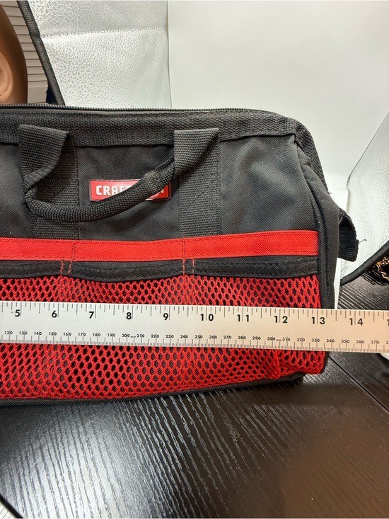 Craftsman 14” Tool Bag Black Red Polyester Zippered Utility Tote Part 37537