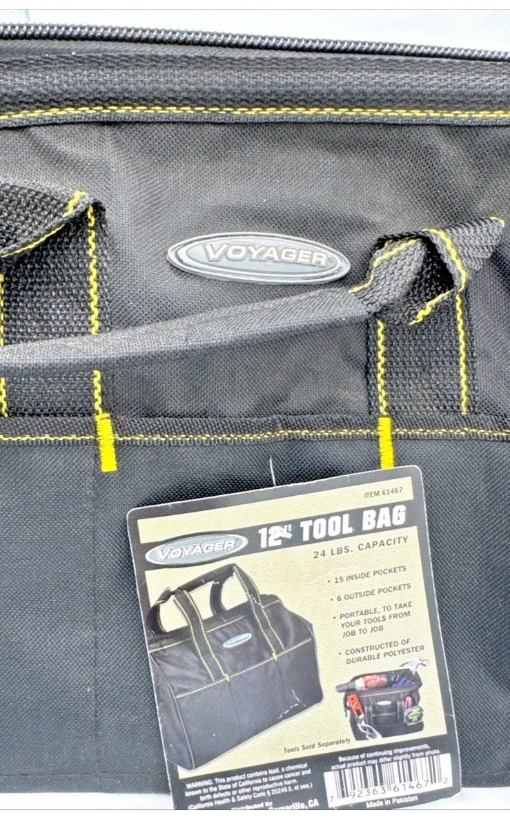 Voyager 12″ Tool Bag 24 lb Capacity 15 Pockets Black w/ Tags New