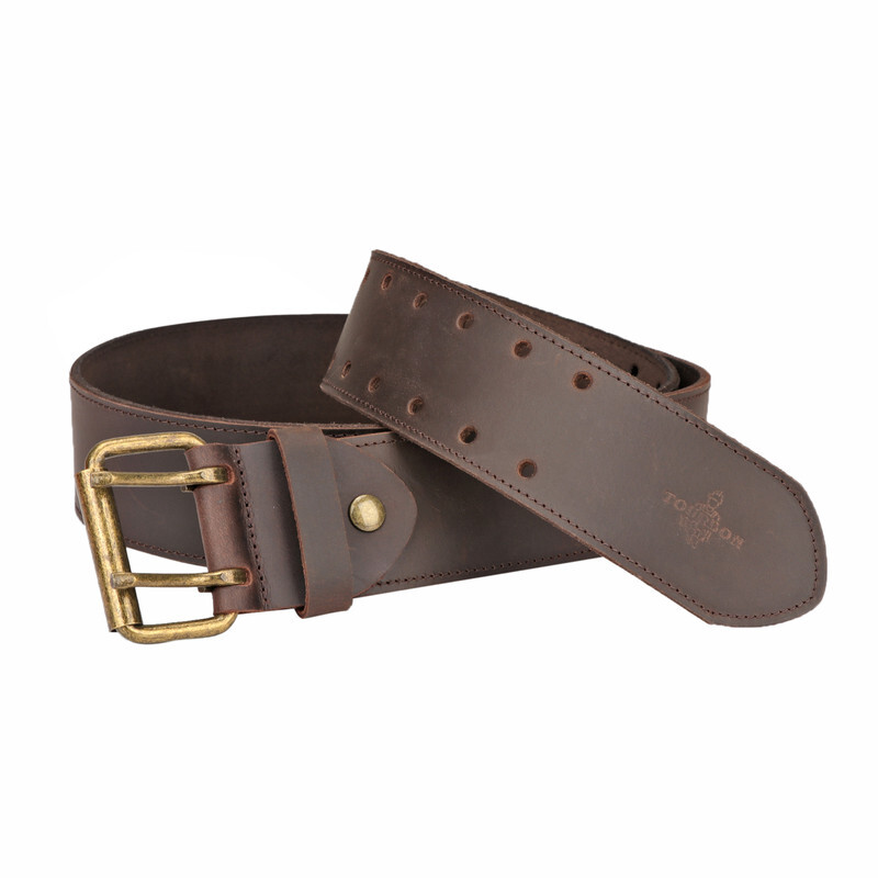 TOURBON Leather Tool Carry Workshop Waist Belt 2″ Double Roller Buckle Rig Belt