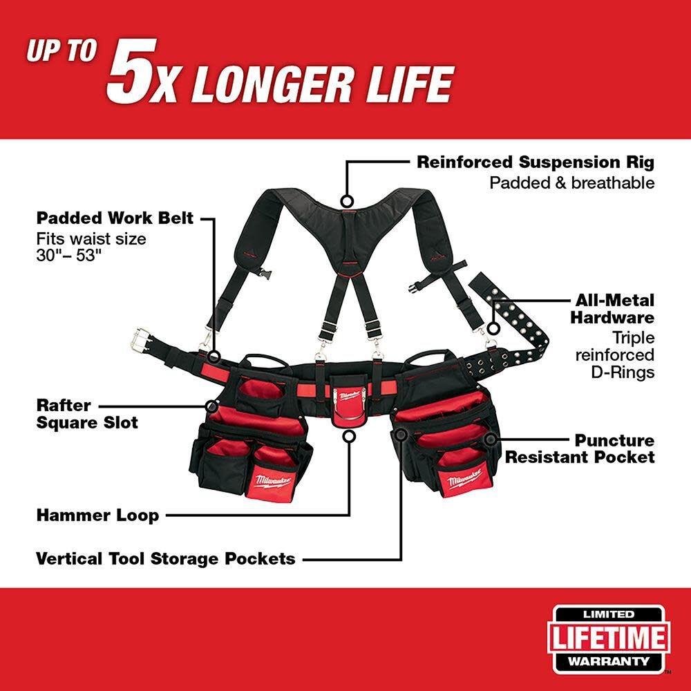 Milwaukee Contractor Work Belt With Suspension Rig