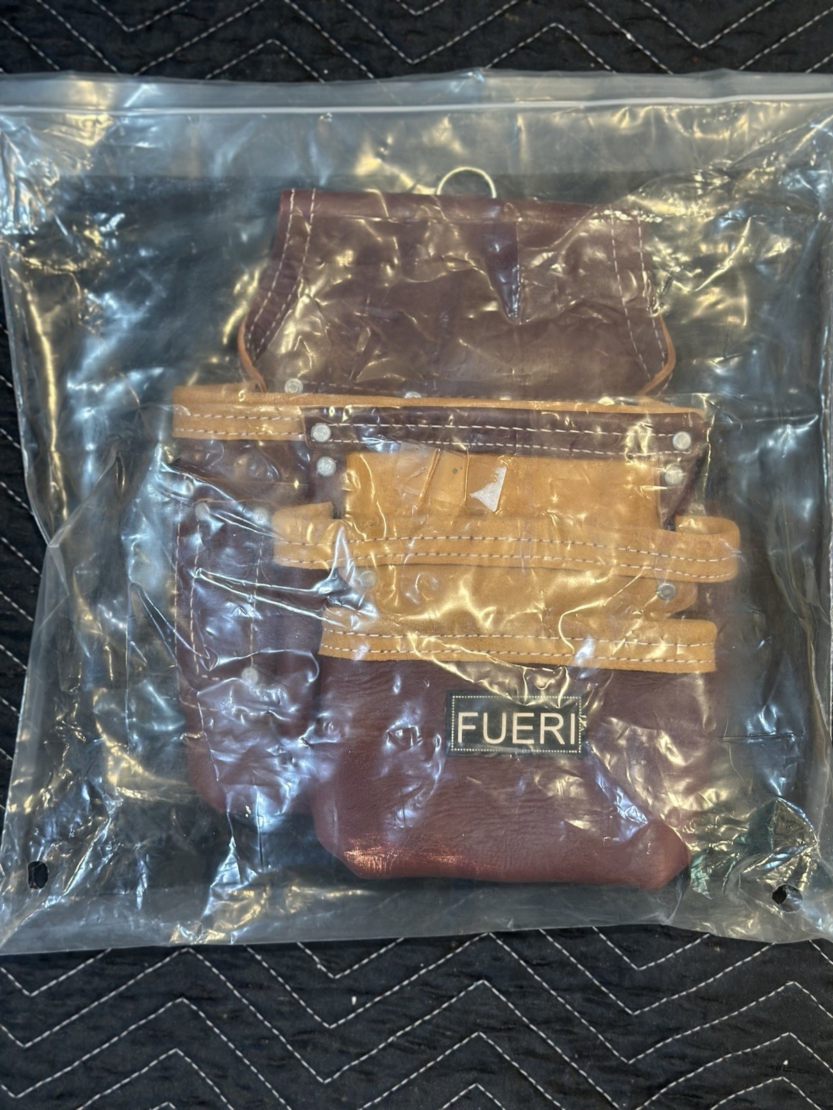 FUERI Leather Tool Belt Pouch Replacement Carpenter Nail Bag Maroon NEW