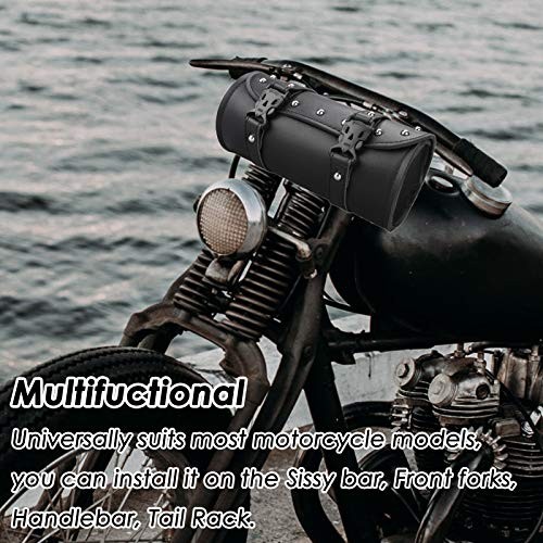 Motorcycle Tool Bag, Motorcycle Fork Bag PU Leather Universal Medium Black