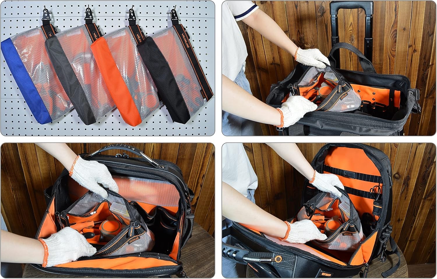 WELKINLAND Clear Tool Pouch, 4PCS Tool pouches, 13″ Tools pouch