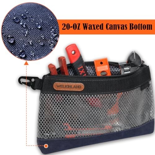 Waxed Canvas Tool Pouch 12 Inch See Through Zipper Bag 4 Pack Heavy Duty Tear