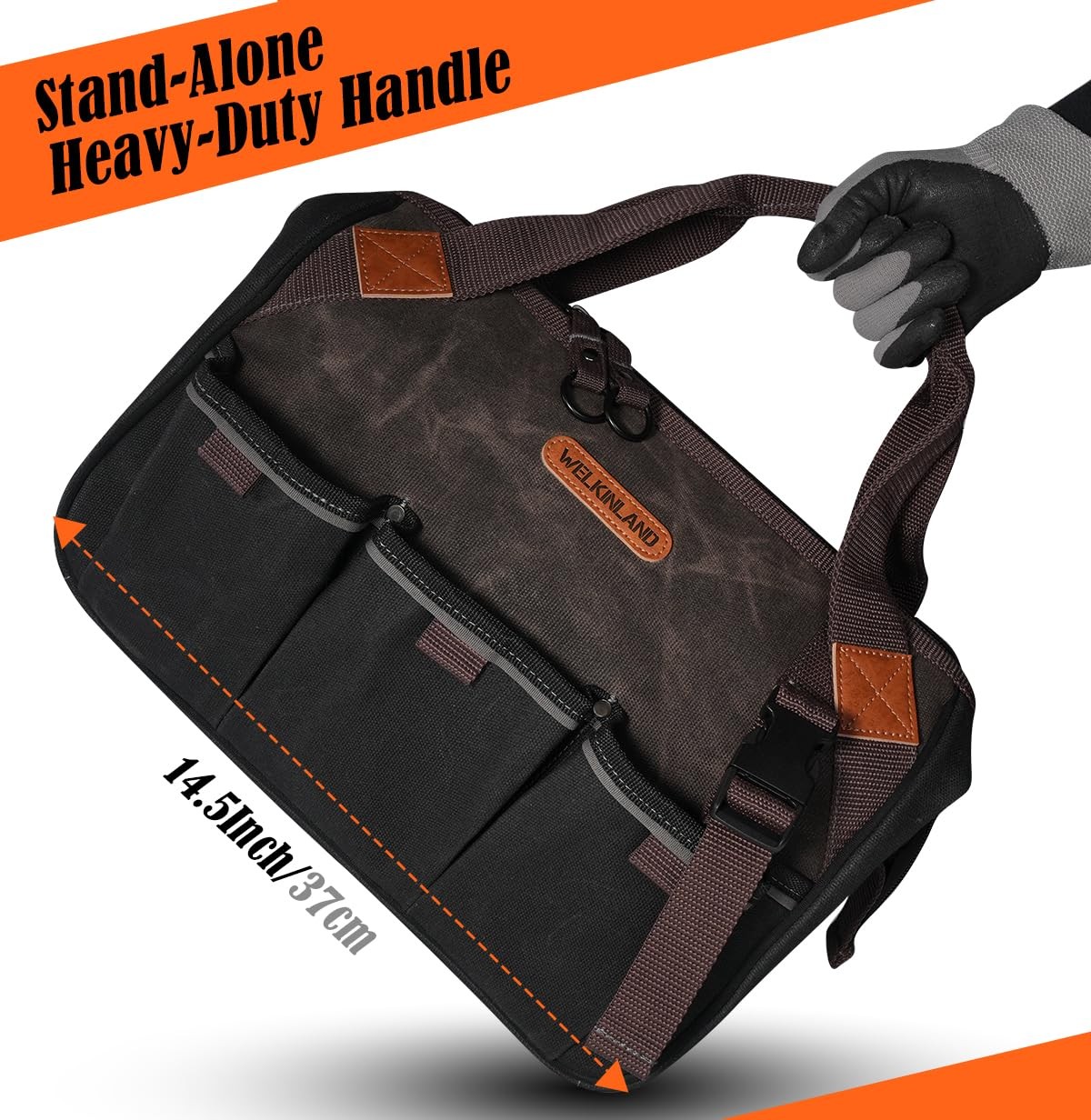 WELKINLAND 18 Pockets Electrician Tools Bag,14″ Heavy Duty Plumber Tool Bags,…