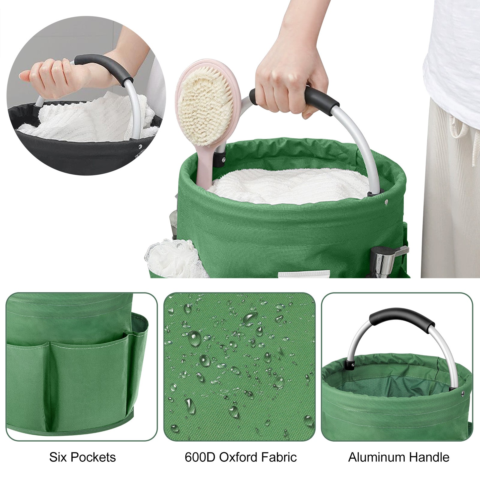 17L Multi-Compartment Portable Storage Bucket Folding Garden Tool Organizer Bag