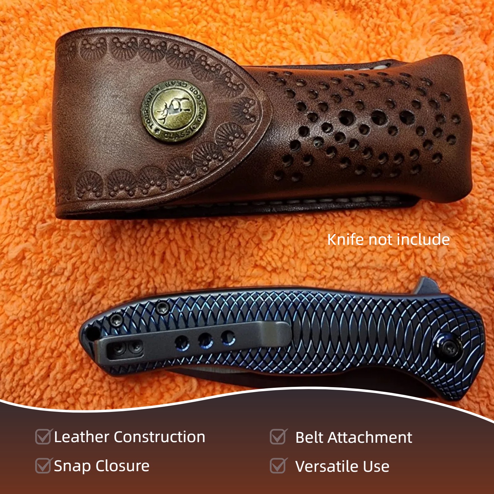 Leather Pocket Knife Sheath For Trapper Folding Blade Knives Case Belt Pouch
