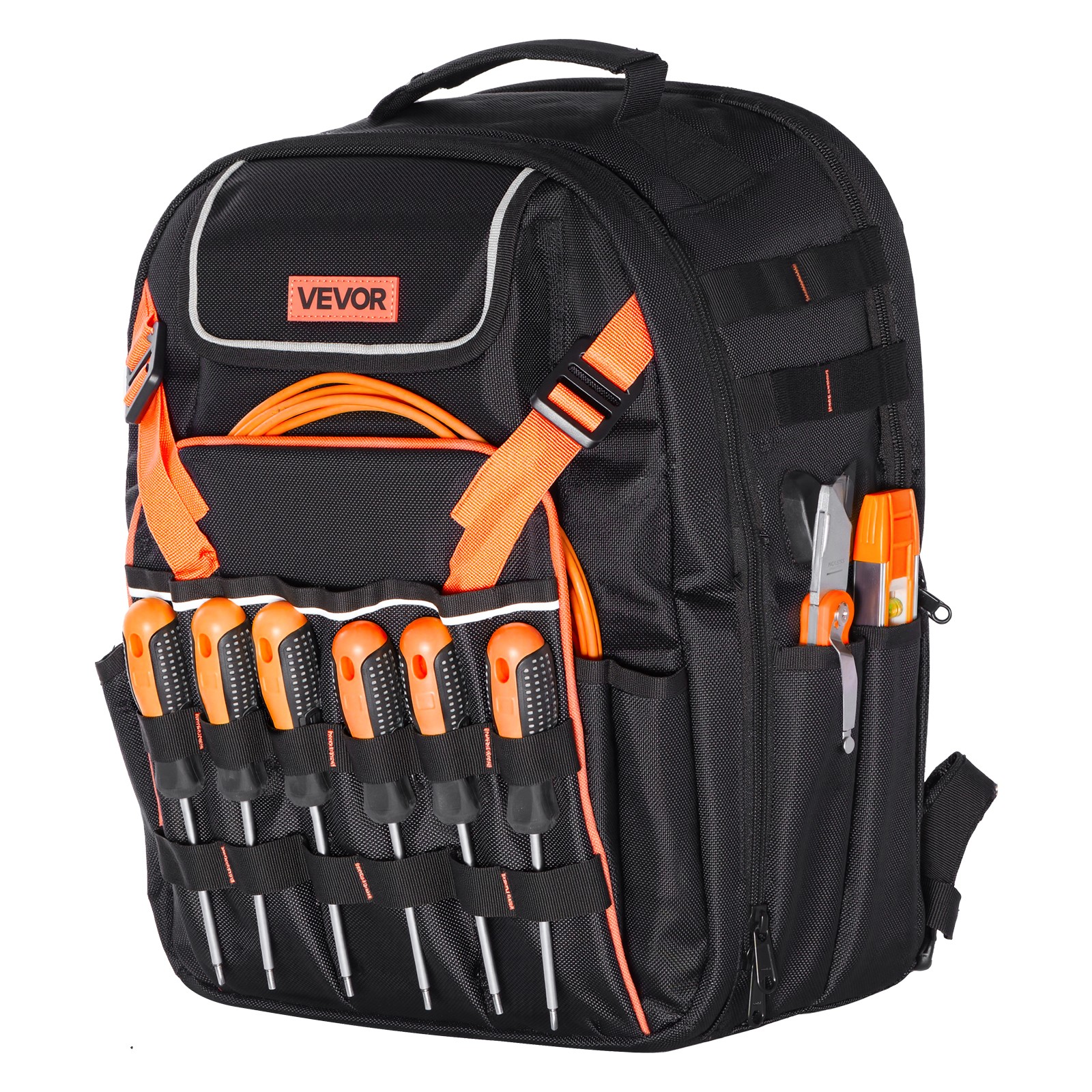 VEVOR Tool Backpack 45 Pockets Tear-resistant Jobsite Backpack for Electrician