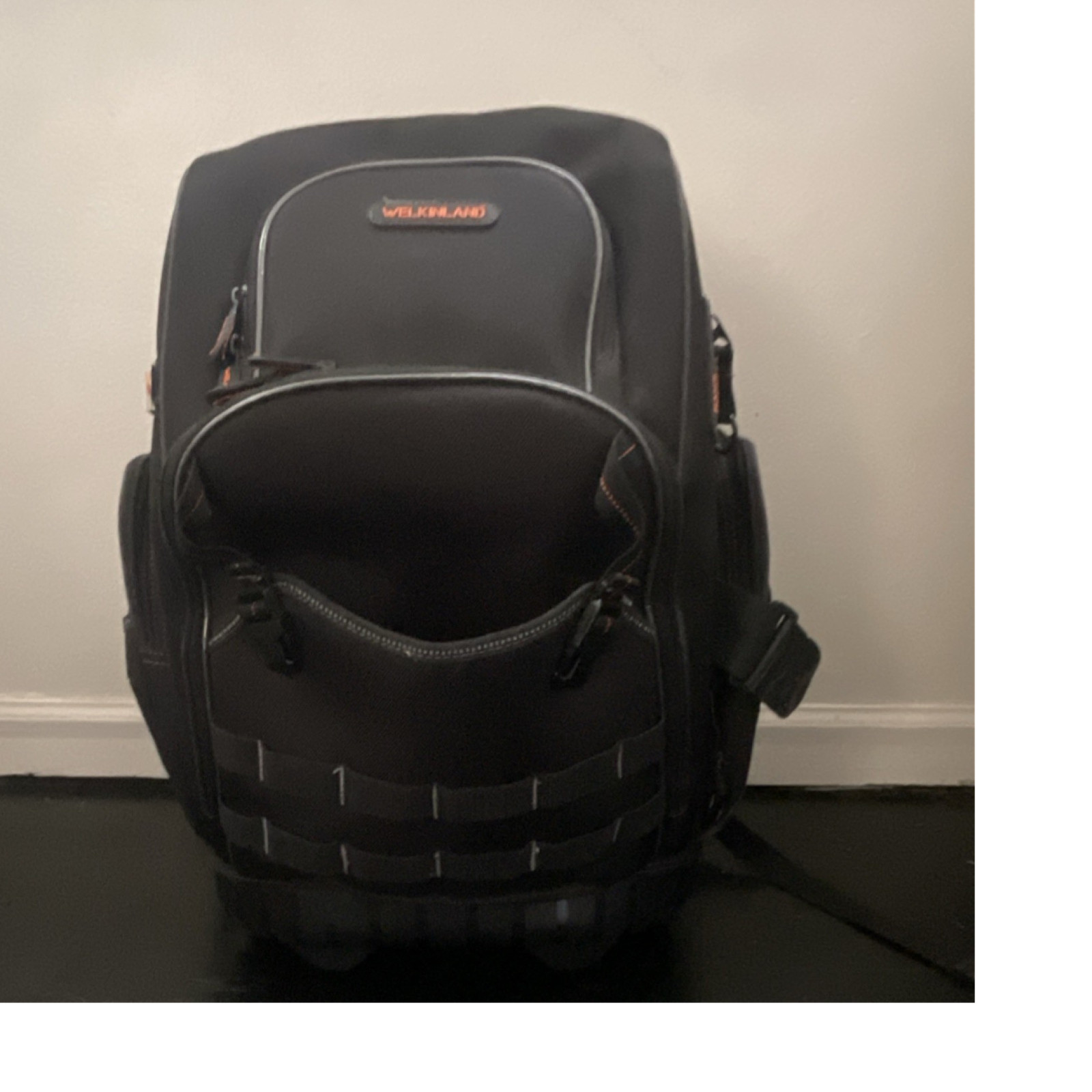 WELKINLAND Tool Backpack Black Adjustable With Handle Multiple Pockets 1 Item