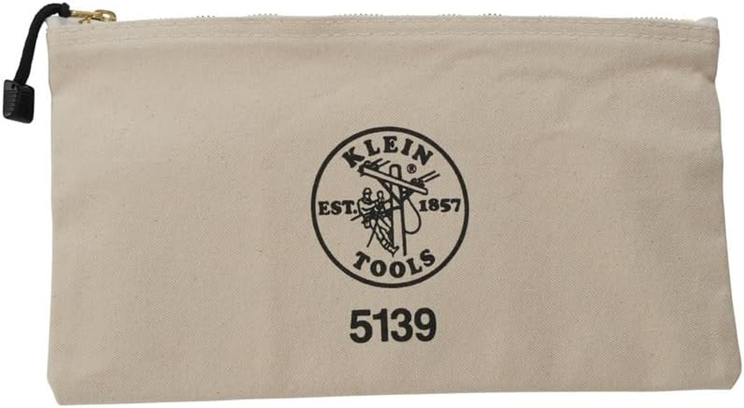 KLEIN TOOLS Zipper Bag, Canvas Tool Pouch with Heavy Duty Brass Zipper Close
