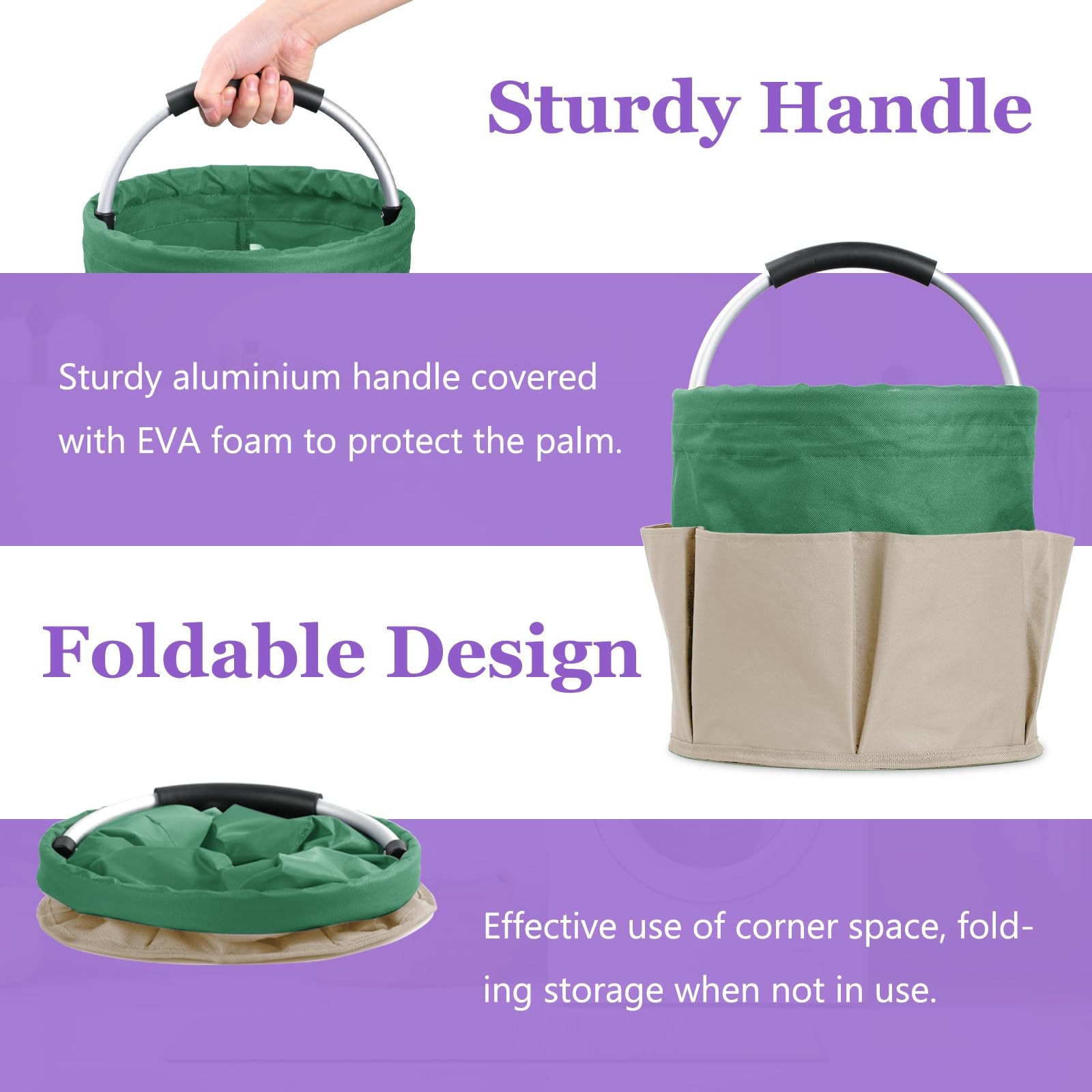 Set of 2 Foldable Cleaning Caddy for Cleaning Supplies, 17L Household Tool Bu…