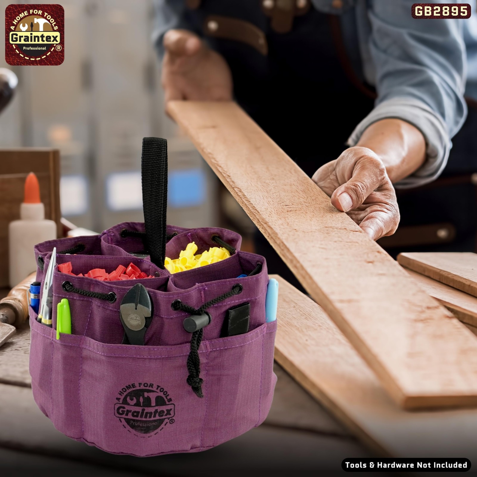Graintex 18 Pockets Grab Bag Rip-stop Canvas Drawstring – Purple GB2895