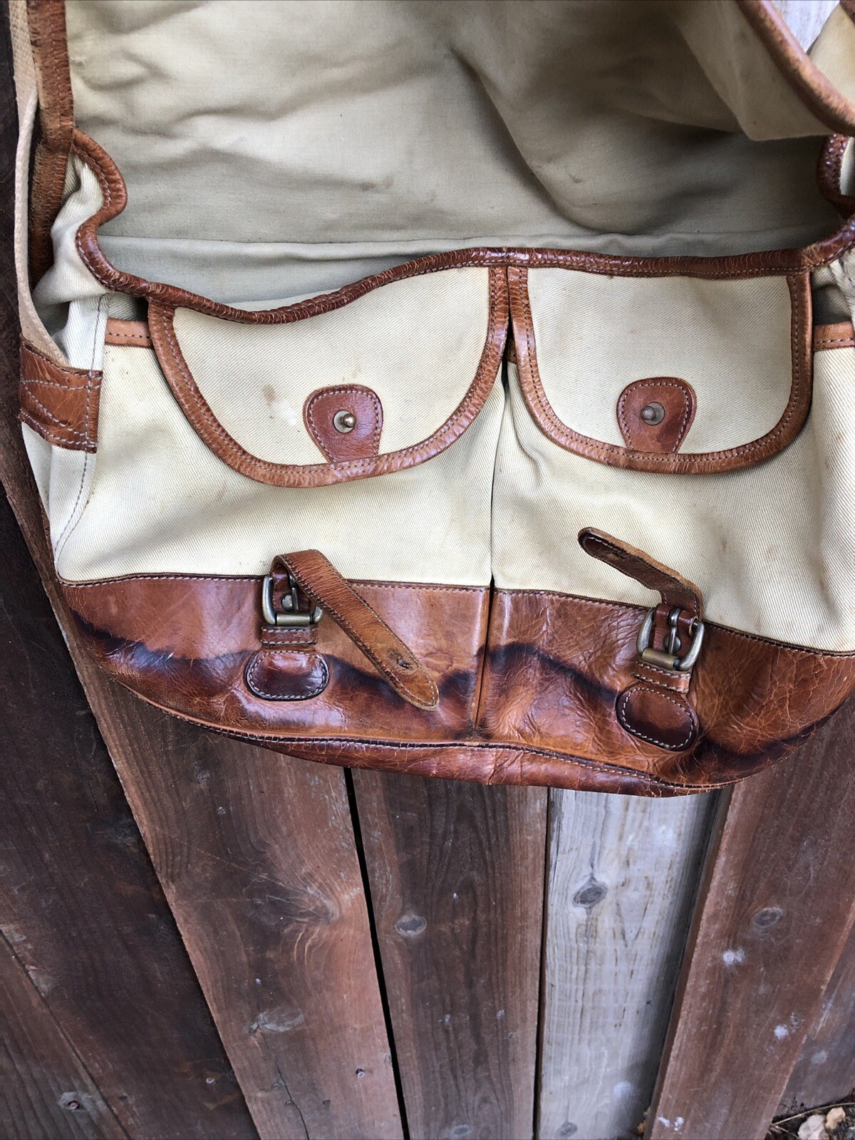 Vintage Canvas & Leather Shoulder Bag made in England