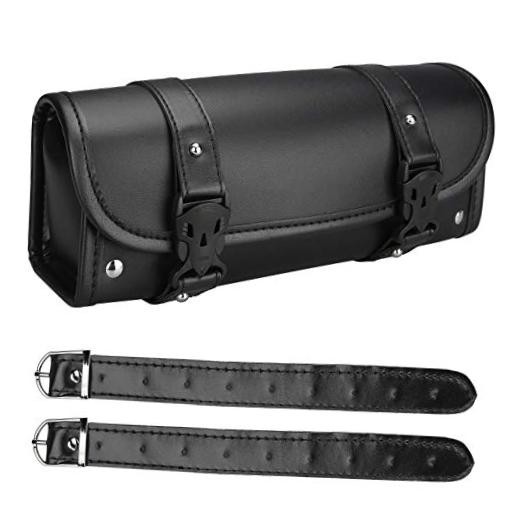 Motorcycle Tool Bag, Motorcycle Fork Bag PU Leather Universal Large Black