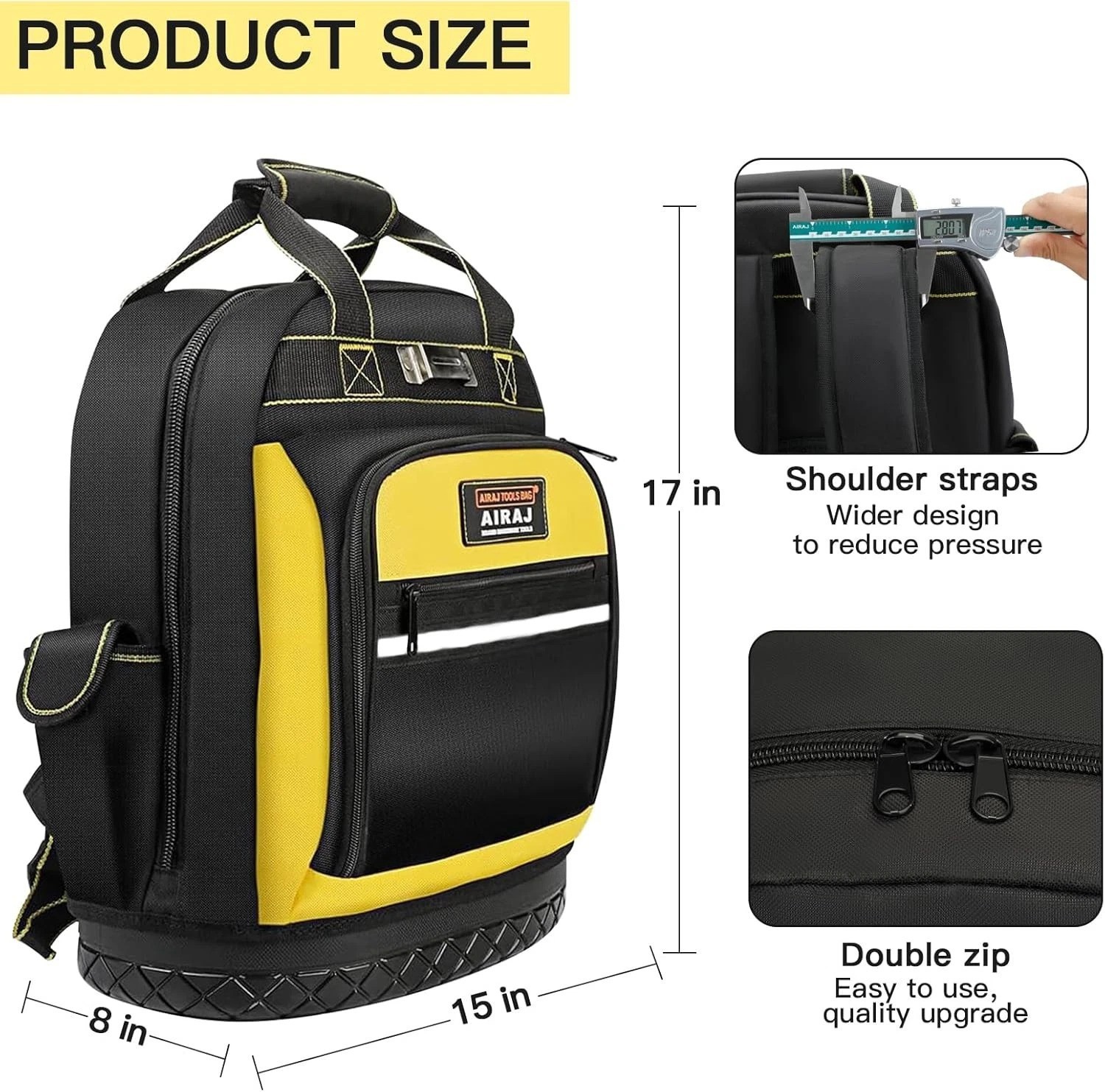 Durable 17″ Tool Backpack with Molded Base – Ultimate Electrician’s Companion
