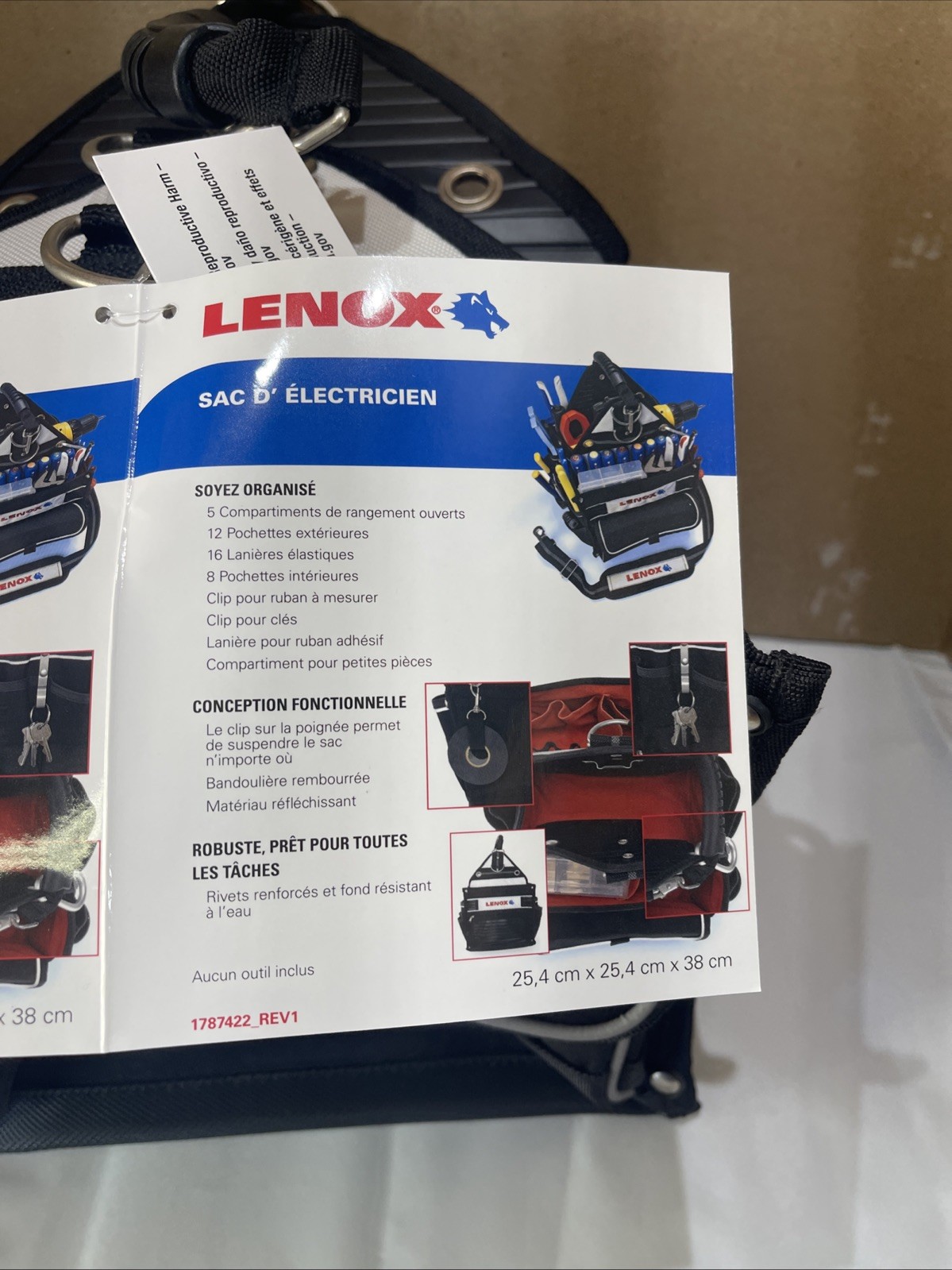 Lenox 1787422 Electrician’s Tote, 10”x10”x15” Get Organized Brand New