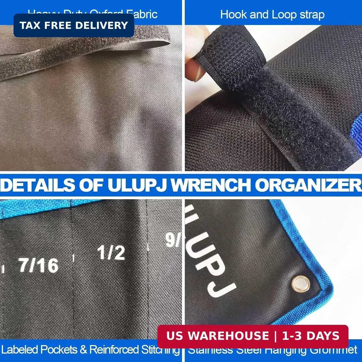 2PCS Wrench Roll Up Pouch, Tool Organizer Storage Bag (13SAE + 14Metric) Canvas
