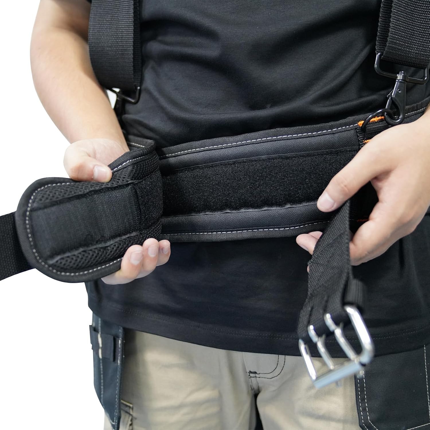 20-222 Heavy Duty Polyester Tool Rig Padded Belt Black for Construction