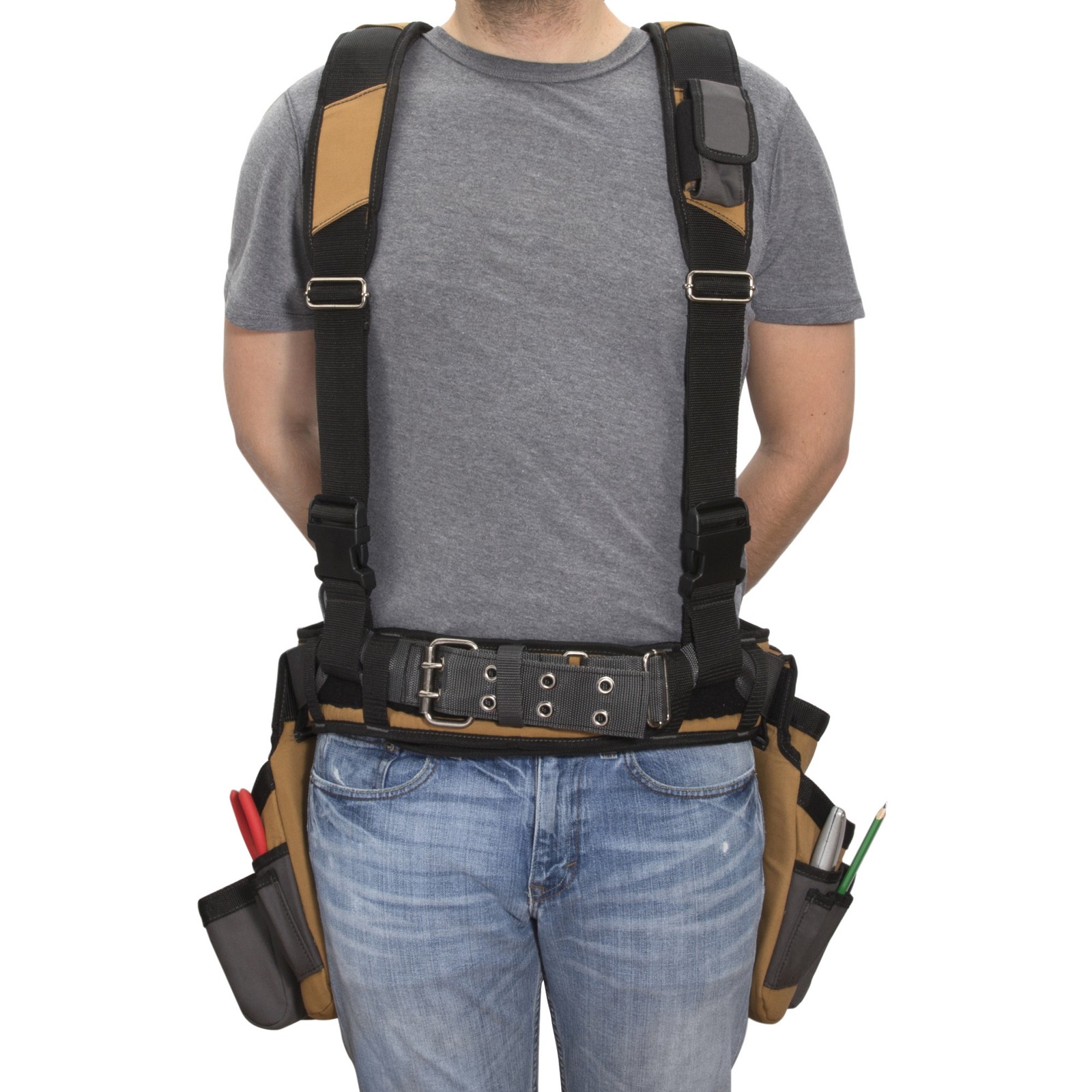 Dickies 4 Pc Tool Belt Carpenter Suspender Strap Holster Pocket Pouch Framer Rig