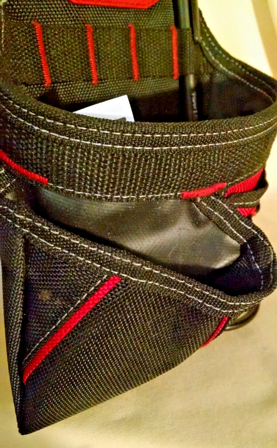 TOOL BELT POUCH BAUER 12 POCKET FRAMERS #58522 BLACK RED POLYESTER CARABINER.