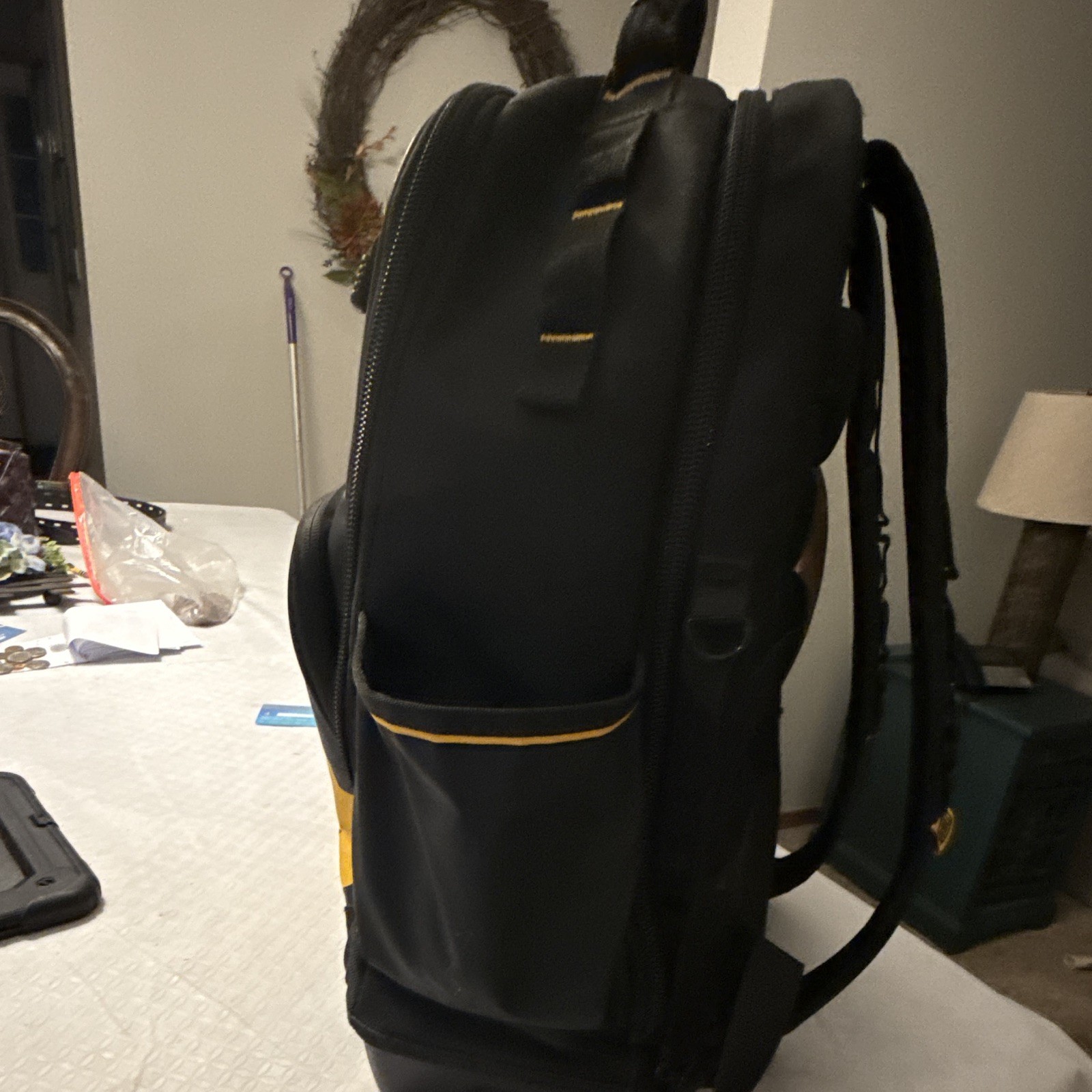 DEWALT Tool Backpack Black/Yellow Fabric Water Resistant Padded Straps