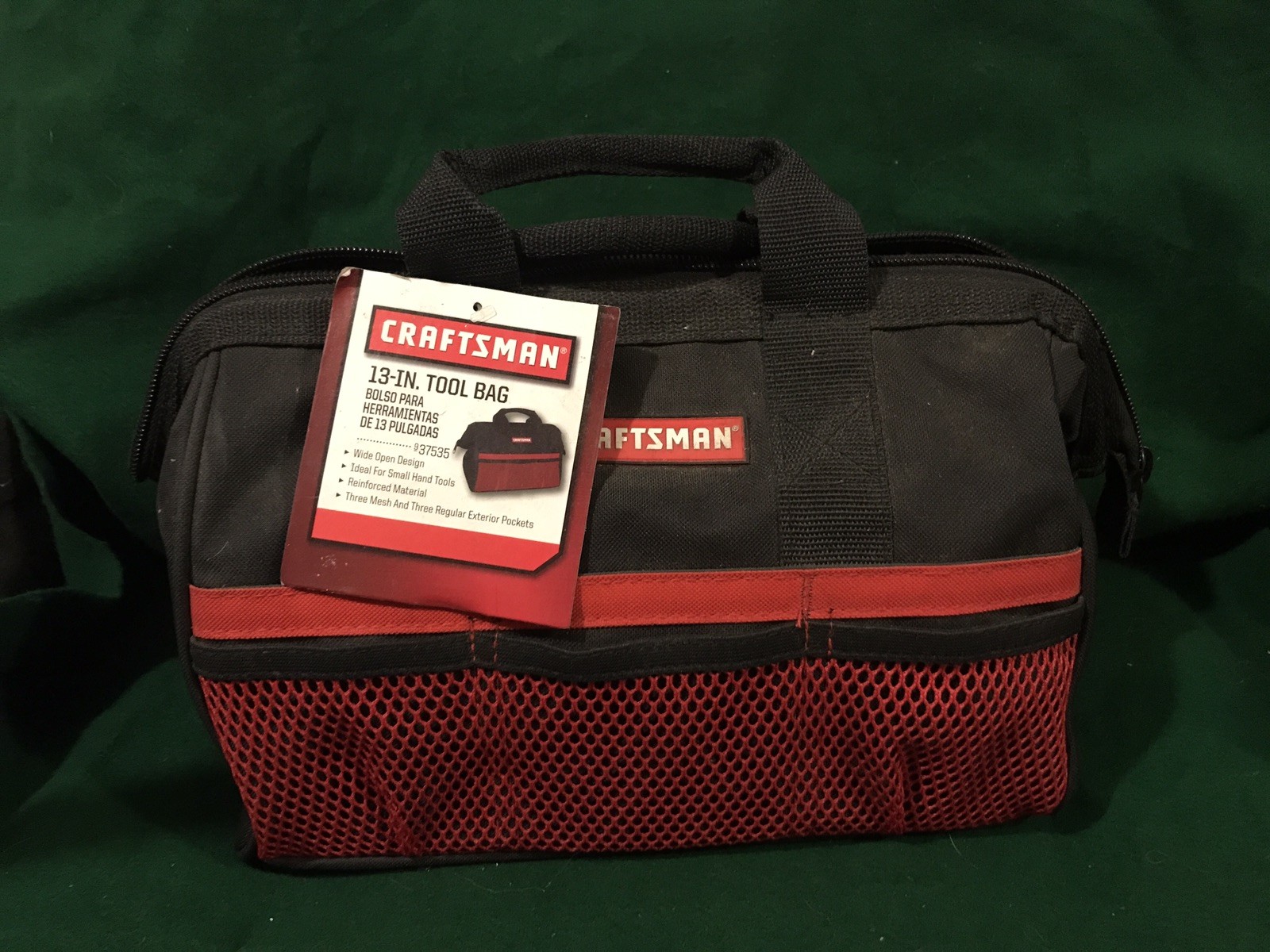 Craftsman Tool Bag 13 in. Wide Mouth 6 pocket Black/Red NEW