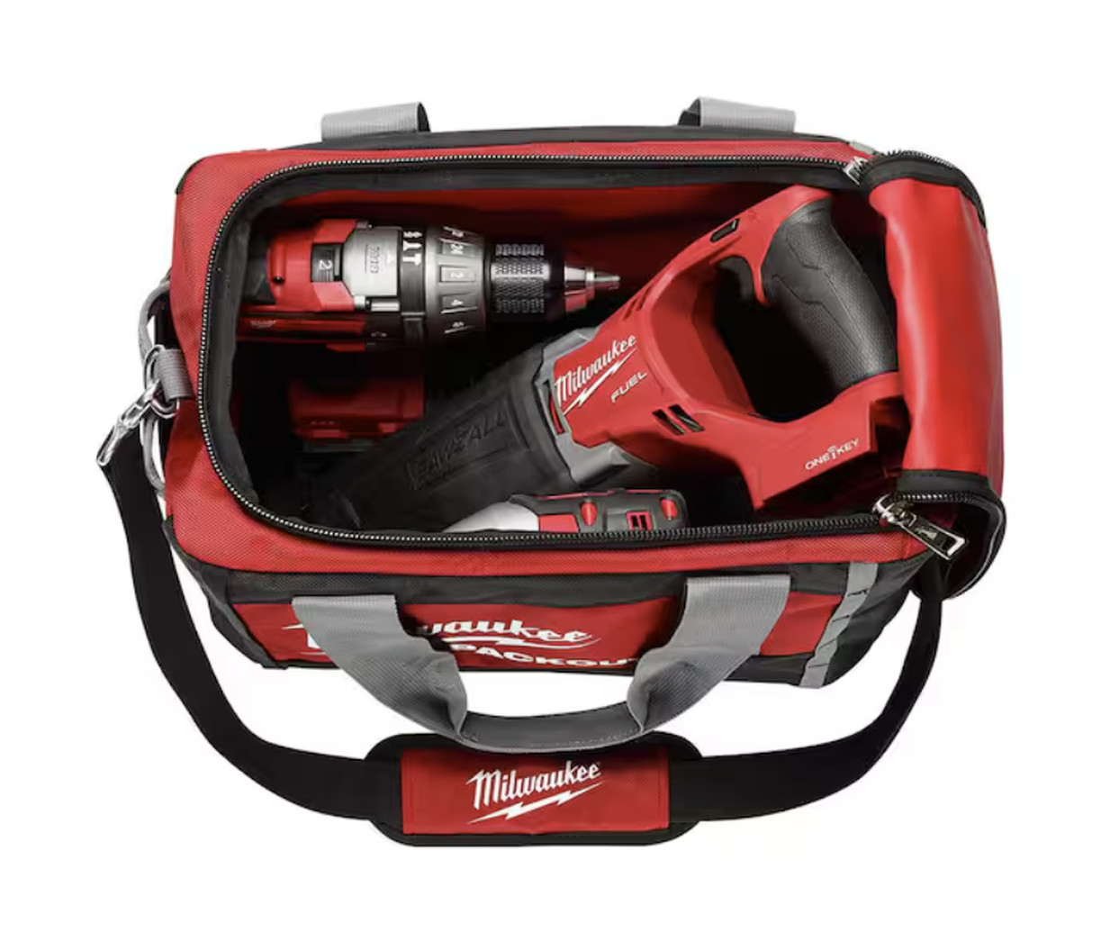 Milwaukee PACKOUT 15 in Tool Bag Tote Red Black 1680D Ballistic