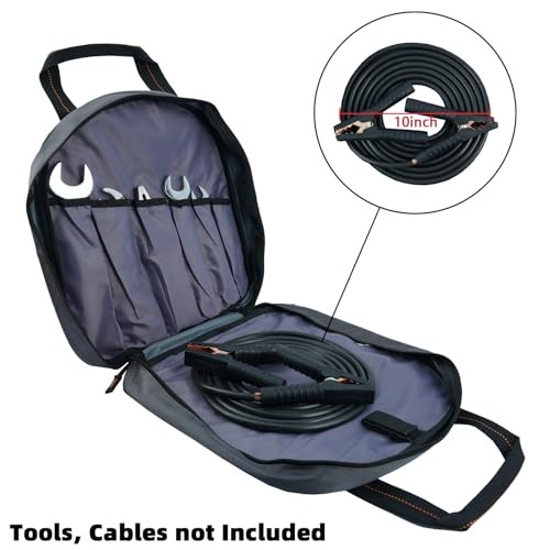 Jumper Cable Bag – 14.5″ X 14″Tools Cable Bag – Storage & Organizer for grey