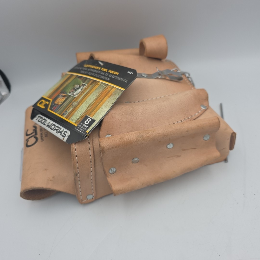 Clc Work Gear 521 Tool Pouch, Tool Pouch, Tan, Leather, 8 Pockets