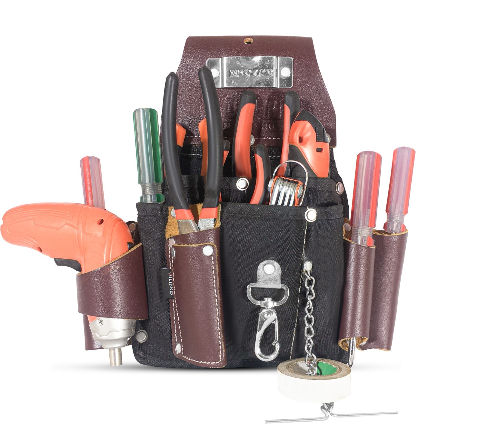 Nylon And Leather Electrician Tool Pouch – Essential Work Apron Tool Bag