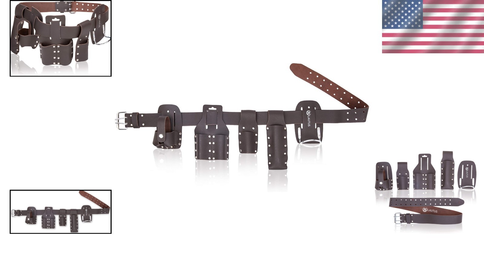 Craftsman-Quality Leather Scaffold Belt | 5 Tool Holders | Waist Sizes 32-46