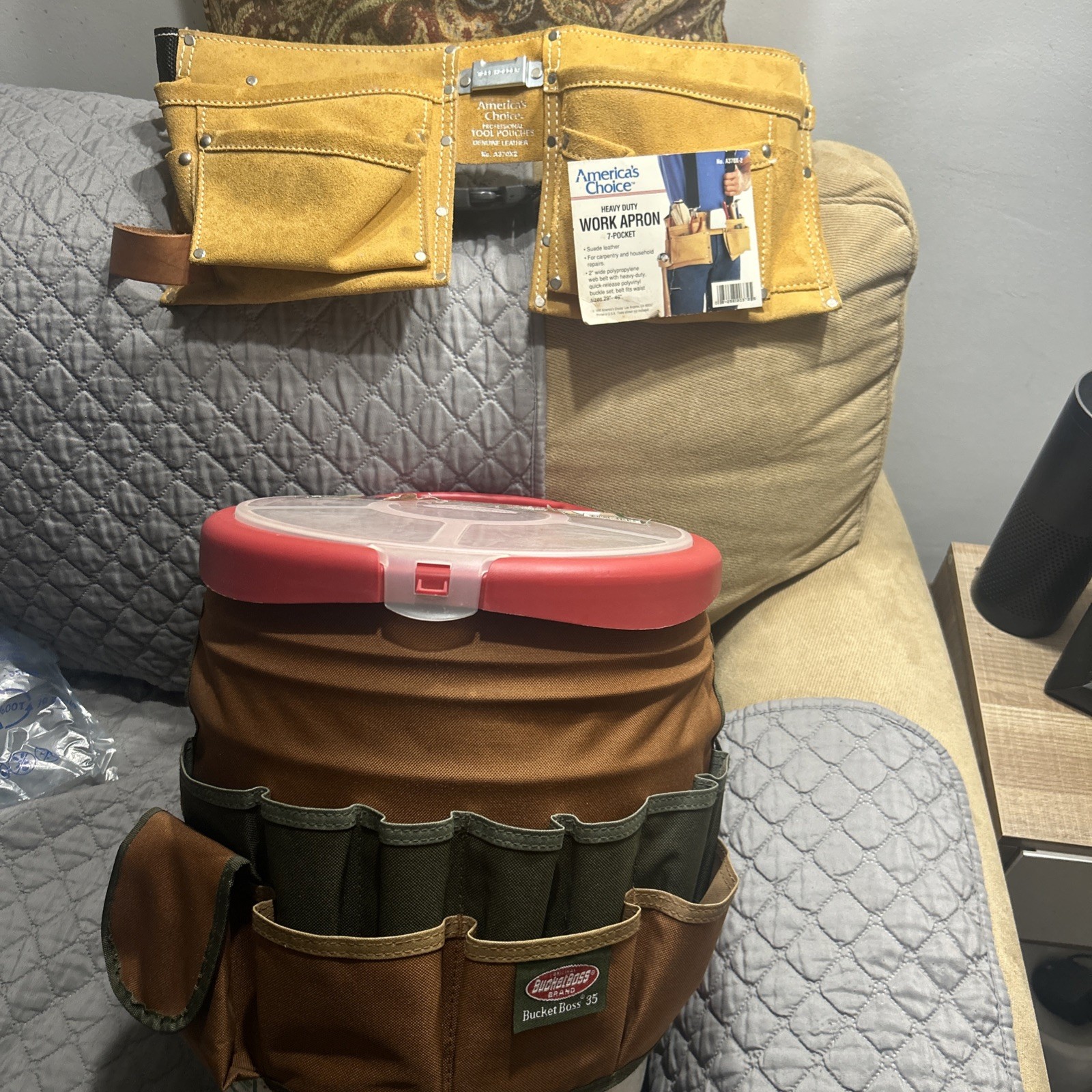 Americas Choice Work Apron,leather And Bucket Seat Pro ,tool Organizer,read
