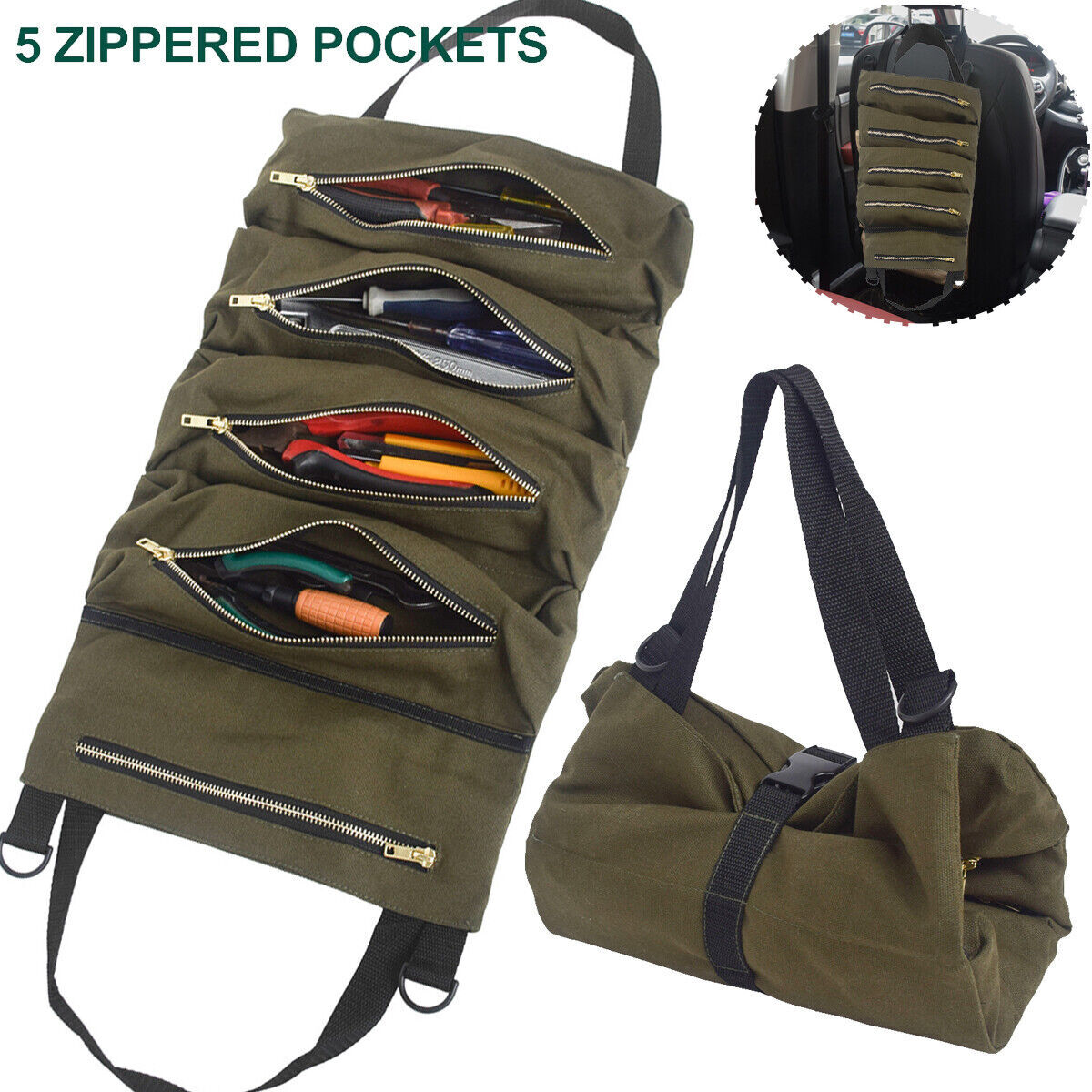 Roll Tool Roll Multi-Purpose Tool Roll Up Bag Wrench Roll Pouch Hanging Carrier
