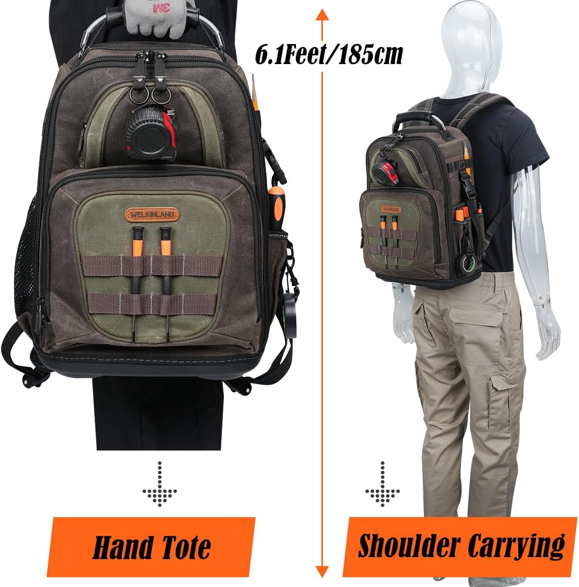 Heavy-Duty 36-Pocket Electrician Backpack – Durable Waxed-Canvas Tool Carrier