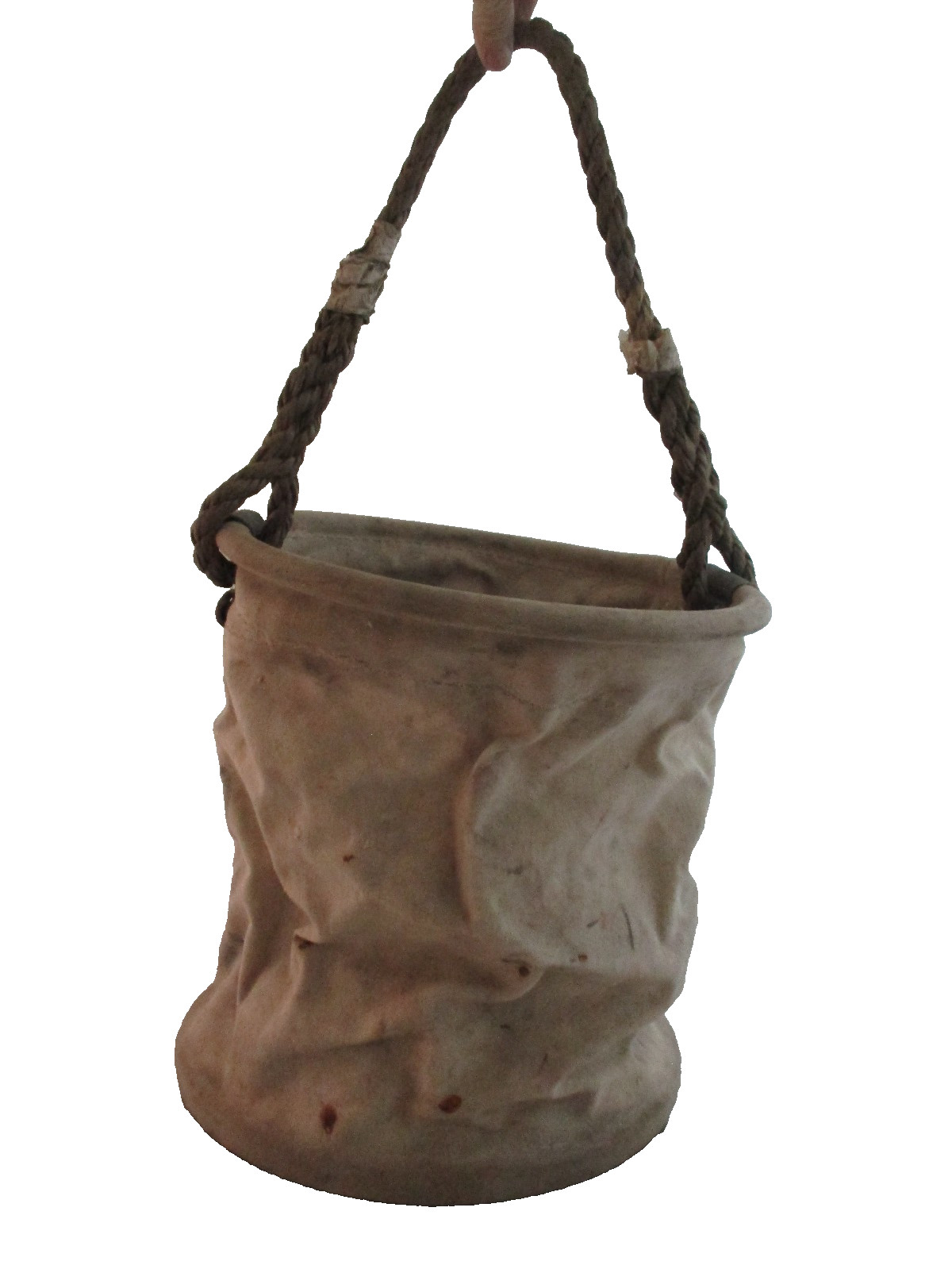 Vintage Klein Tools 5109 Canvas Leather Bucket Lineman Tool Bag Rope Handle