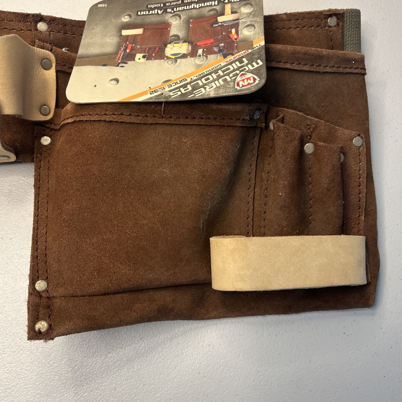 11 Pocket Handyman Apron Belt Brown Suede Leather McGuire Nicholas 1499. NWT.