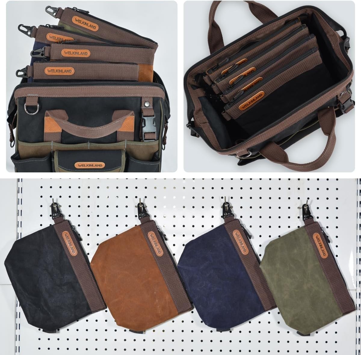 Waxed Canvas Tool Pouch 4 PCS Set, 10 Inch Tool Pouches with Zipper, BRAND NEW