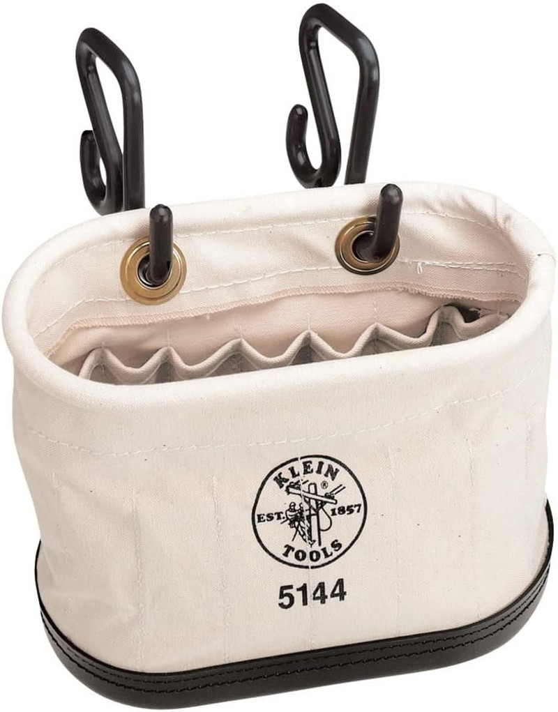 15-Pocket Aerial Oval Canvas Bucket with Hooks & 3-in-1 Socket Set