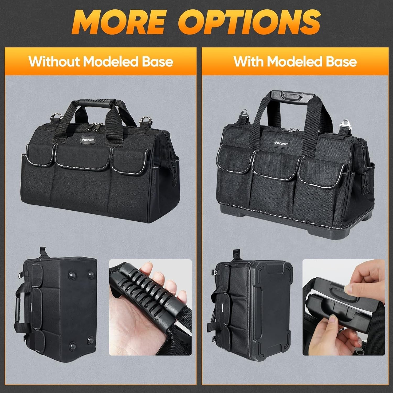 16″ Portable Tool Organizer Bag with Adjustable Strap & Ergonomic Handle – Black